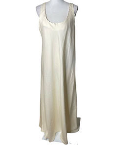 Vintage Flo Weinberg Fancy Dressing Night Gown Full Length Ivory Scalloped Large